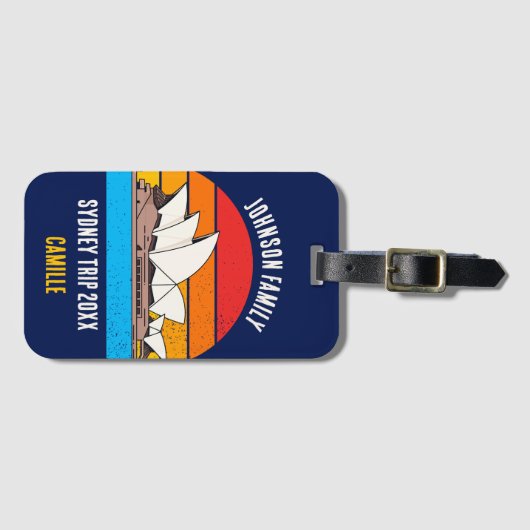 Sydney Opera House Australië Vakantie Blauw Bagagelabel (Voorkant (horizontaal))