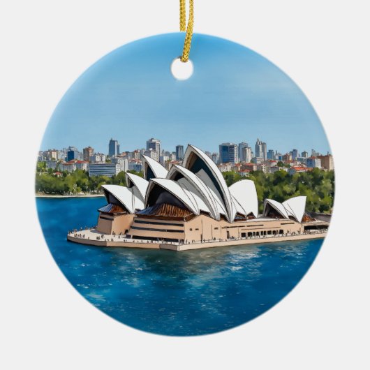Sydney Opera House Australië Waterverf Keramisch Ornament (Voorkant)