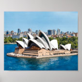 Sydney Opera House Australië Waterverf Poster (Voorkant)