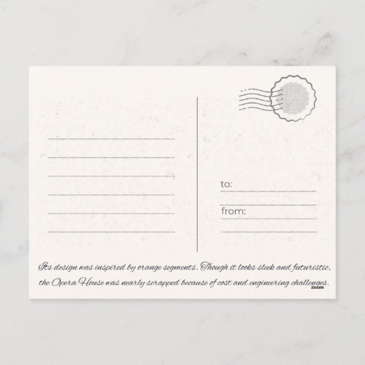 Sydney Opera House Briefkaart (Achterkant)