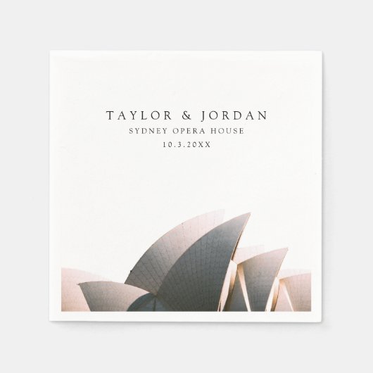 Sydney Opera House Bruiloft Aangepaste Cocktail Se Servet (Voorkant)