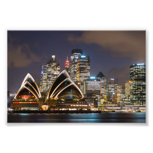 Sydney Opera house & cityscape at at night, Austra Foto Afdruk