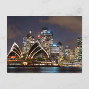 Sydney Opera house & cityscape at night, Australië Briefkaart