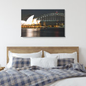 Sydney Opera house en Harbour bridge Canvas Afdruk (Insitu (Slaapkamer))