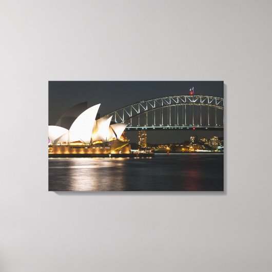 Sydney Opera house en Harbour bridge Canvas Afdruk (Voorkant)