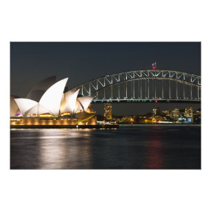 Sydney Opera house en Harbour bridge Foto Afdruk