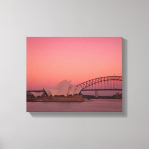 Sydney Opera House en Harbour, Nieuw Zuid Canvas Afdruk