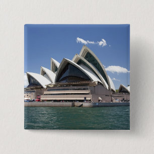 Sydney Opera House exterieur, Sydney, Nieuw-Zuid-W Vierkante Button 5,1 Cm