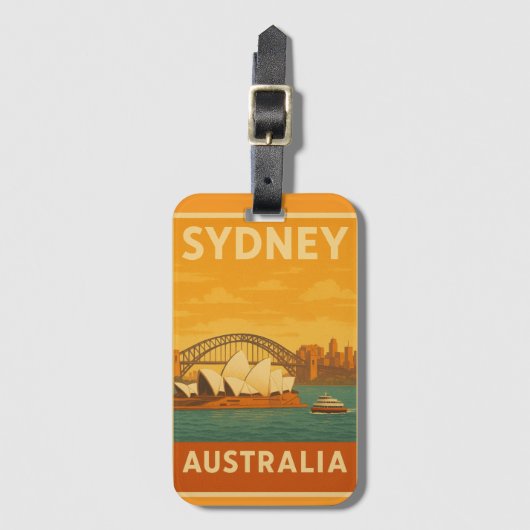 Sydney Opera House & Harbour Bridge Retro Bagagelabel (Voorkant (verticaal))