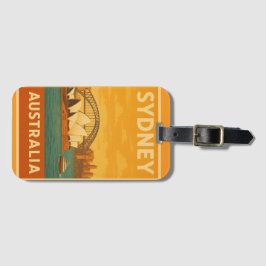 Sydney Opera House & Harbour Bridge Retro Bagagelabel
