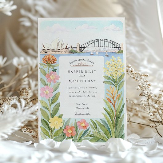 Sydney Opera House Harbour Bridge Wedding Kaart