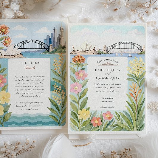 Sydney Opera House Harbour Bridge Wedding Kaart