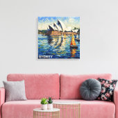 Sydney Opera House Haven Zeilen Uitgerekte Canvas Afdruk (Insitu (Woonkamer))