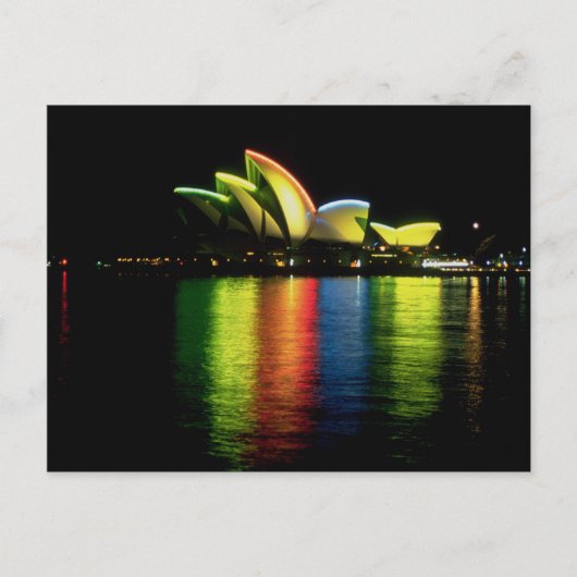 Sydney Opera House met Olympische lichten, Nieuw Z Briefkaart (Voorkant)