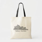Sydney Opera House Outline w Musical Notes Tote Bag (Voorkant)