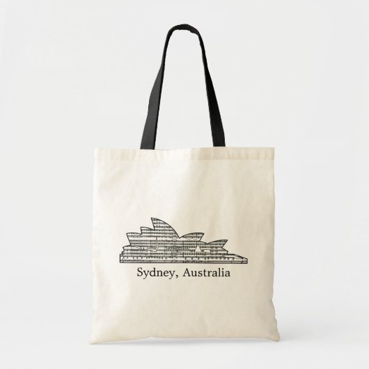 Sydney Opera House Outline w Musical Notes Tote Bag (Voorkant)