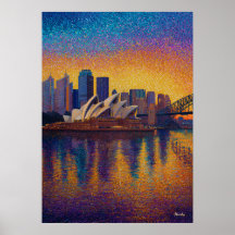 Sydney Opera House Pointillisme Silhouette Kunst