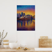 Sydney Opera House Pointillisme Silhouette Kunst Poster (Keuken)
