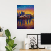 Sydney Opera House Pointillisme Silhouette Kunst Poster (Thuiskantoor)