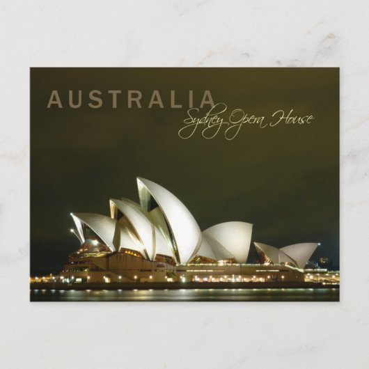 Sydney Opera House 's nachts Briefkaart (Voorkant)