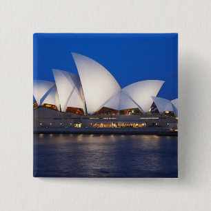 Sydney Opera House 's nachts, Sydney, Nieuw-Zuid-W Vierkante Button 5,1 Cm