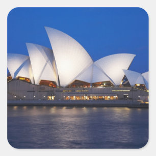 Sydney Opera House 's nachts, Sydney, Nieuw-Zuid-W Vierkante Sticker