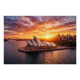 Sydney Opera House Sunset Aerial Photography Perfect Poster
