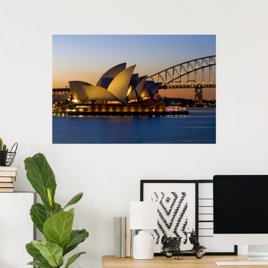 Sydney Opera House & Sydney Harbor Bridge Poster (Thuiskantoor)