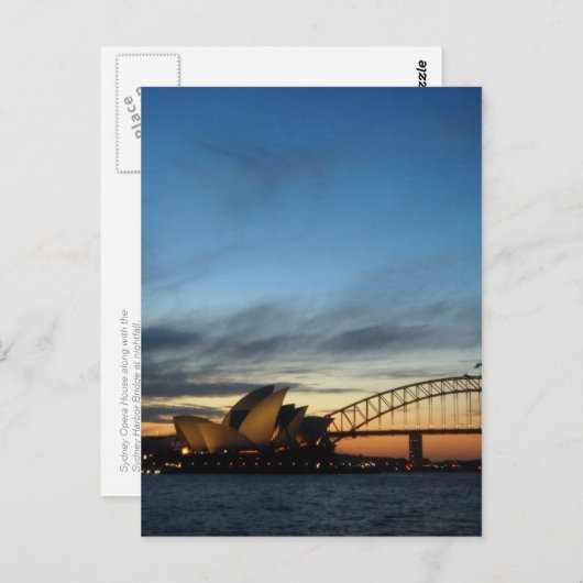 Sydney Opera House te Nightfall Briefkaart (Voorkant / Achterkant)