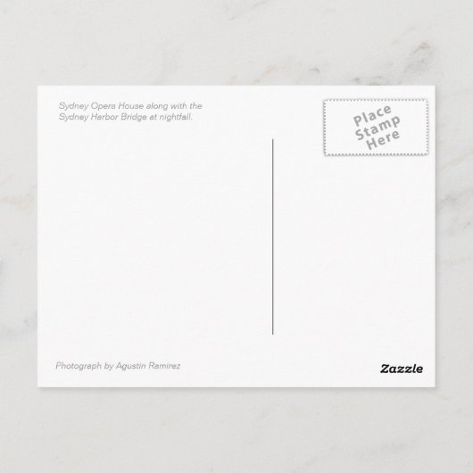 Sydney Opera House te Nightfall Briefkaart (Achterkant)