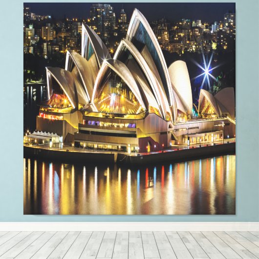Sydney - OPERA HOUSE - uitzicht Canvas Afdruk (Insitu (Houten vloer))