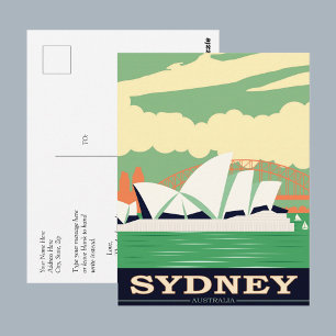 Sydney Opera House Vintage Poster, Uw Bericht Briefkaart