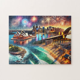 Sydney Opera House Vuurwerk Harbour Bridge Nacht Legpuzzel