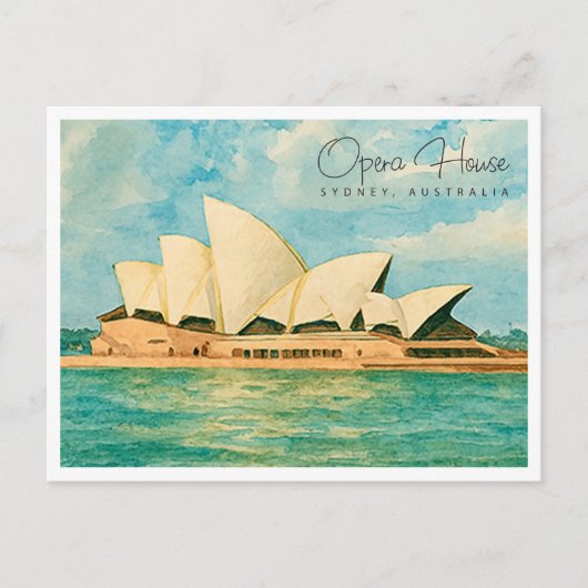 Sydney Opera House Waterverf Reizen Feestdagenkaart (Voorkant)