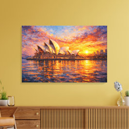 Sydney Opera House Zonsondergang Mes Olie Schilder Canvas Afdruk