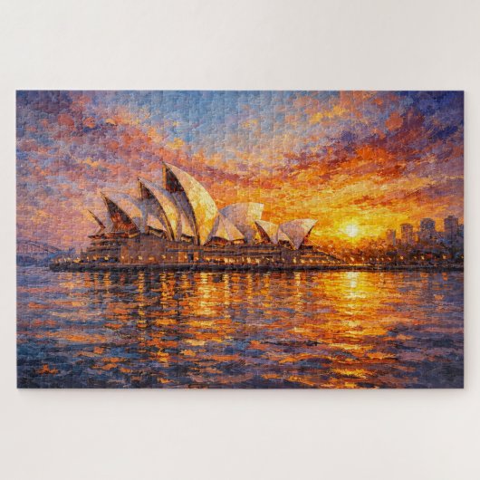 Sydney Opera House Zonsondergang Mes Olie Schilder Legpuzzel (Horizontaal)