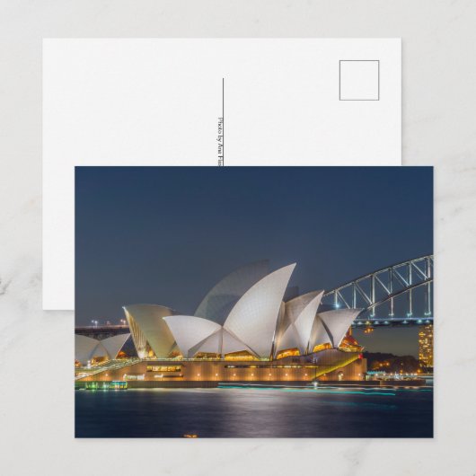Sydney Opera 's nachts Briefkaart (Voorkant / Achterkant)