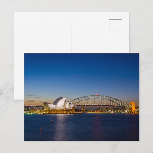 Sydney Opera 's nachts Briefkaart (Voorkant / Achterkant)