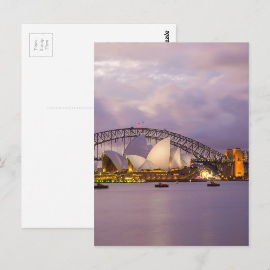 Sydney Opera 's nachts Briefkaart (Voorkant / Achterkant)