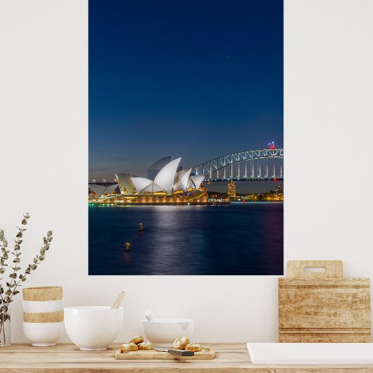 Sydney Opera 's nachts Poster (Keuken)