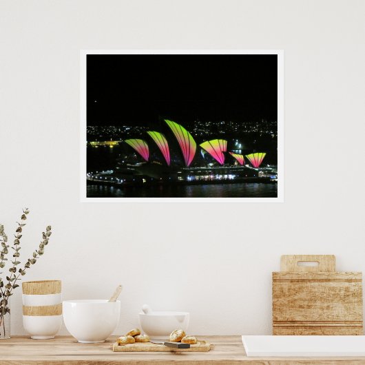 sydney opera vivid sinaasappel poster (Keuken)