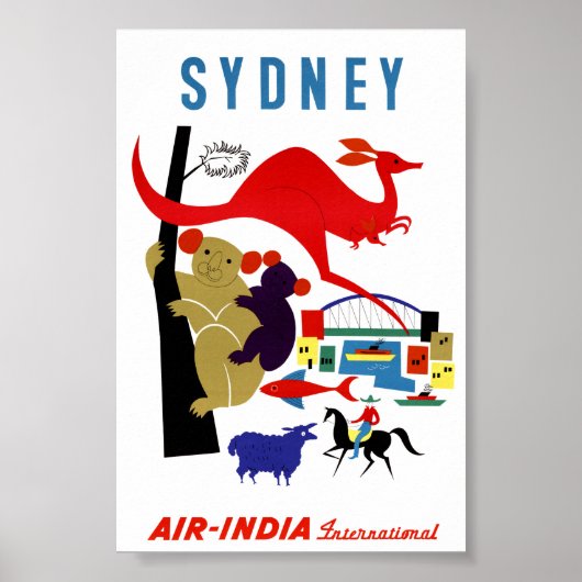 Sydney Oude Reisposter Gerestaureerd Poster (Voorkant)