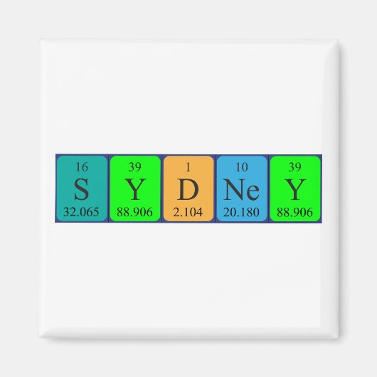 Sydney periodiek table name magnet (Voorkant)