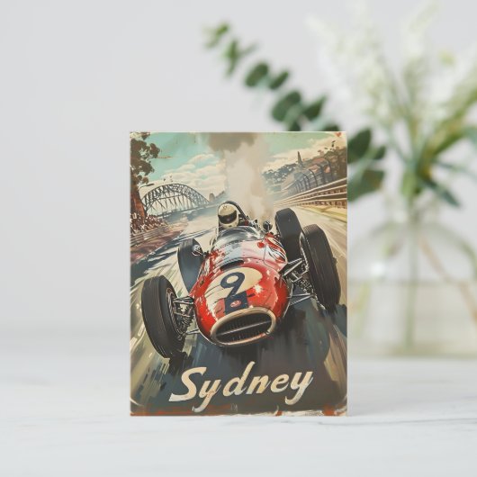 Sydney raceauto briefkaart (Staand voorkant)