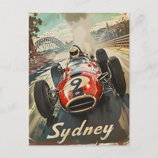 Sydney  raceauto briefkaart (Voorkant)