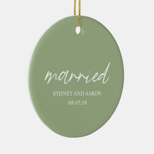Sydney Sage Green eerste kerst getrouwd Modern Keramisch Ornament (Rechts)