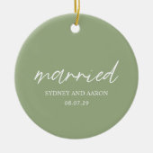 Sydney Sage Green eerste kerst getrouwd Modern Keramisch Ornament (Voorkant)