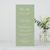 Sydney Sage Green Modern Wedding Menu (Staand voorkant)