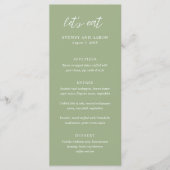 Sydney Sage Green Modern Wedding Menu (Voorkant)