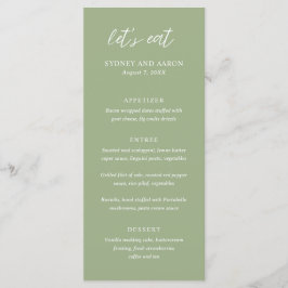 Sydney Sage Green Modern Wedding Menu